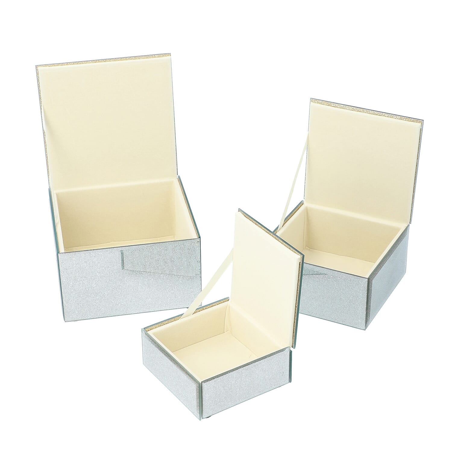 Set of 3 Shimmering Dots Pattern Square Jewellery Organiser in Glitter Gold