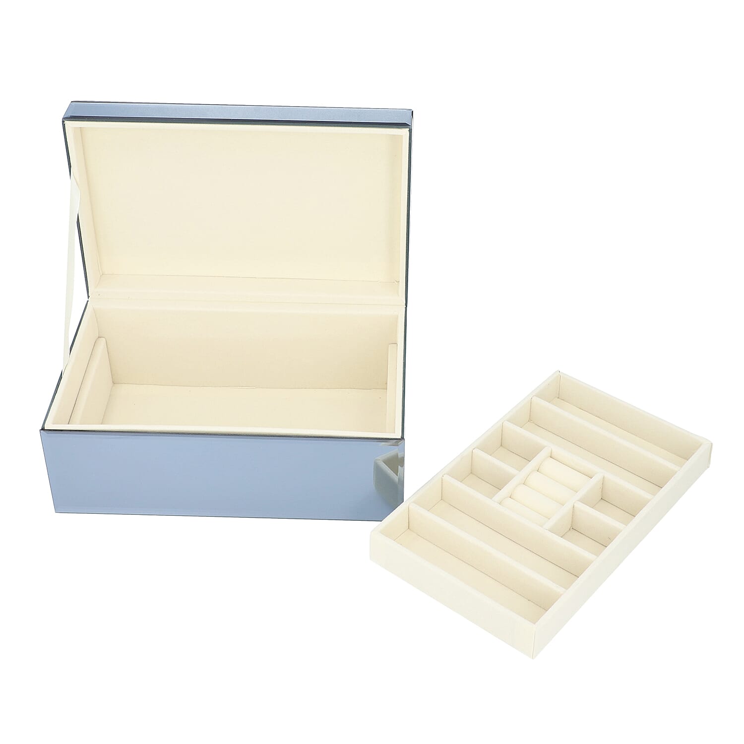 2-Tier Glass Mirrored Jewellery Box in Dark Grey