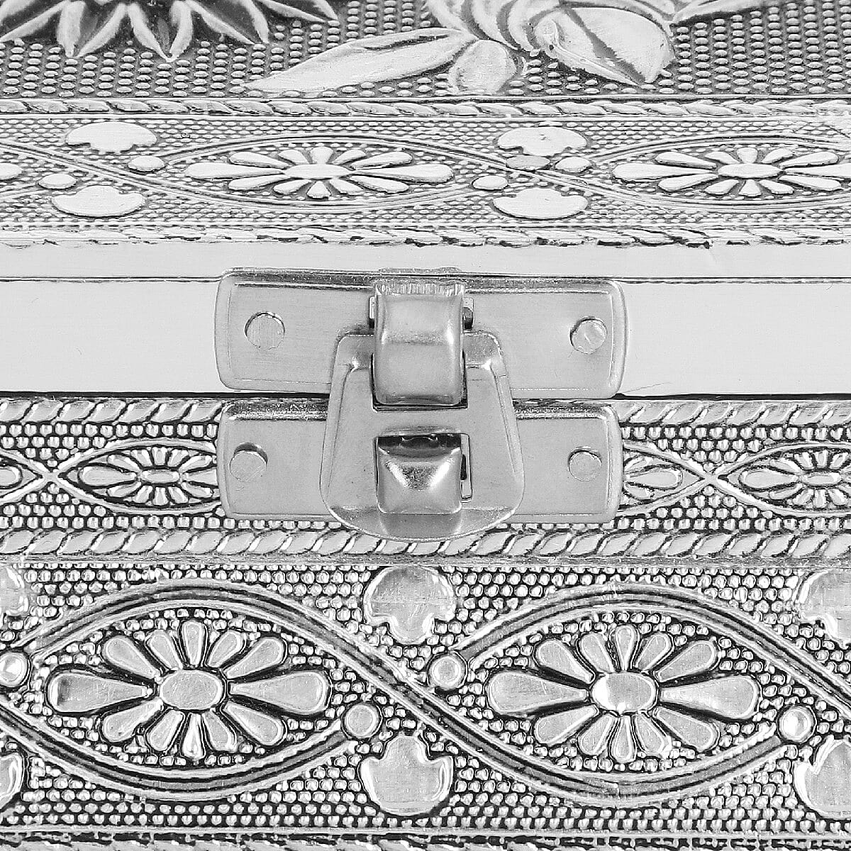 3D Embossed Collection Handcrafted Flower Oxidised Jewellery Box (Size 23x17.7 Cm) with Wine Red Velvet Interior