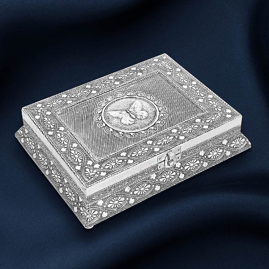 3D Embossed Collection Handcrafted Butterfly Oxidised Jewellery Box (Size 23x17.7 Cm) with Bright Red Velvet Interior