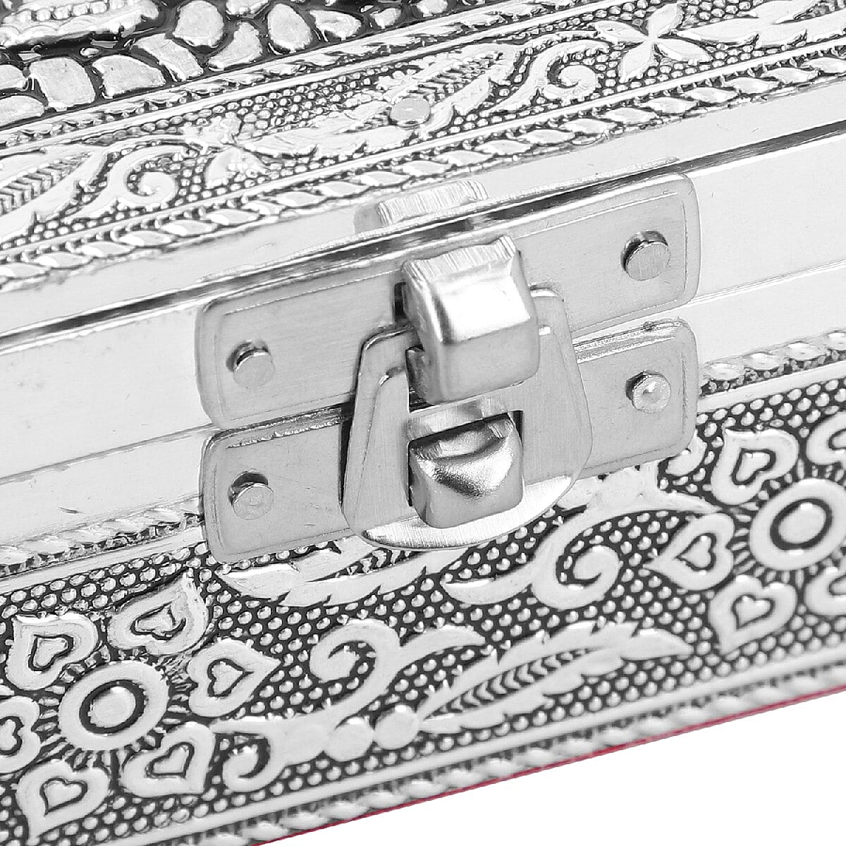 3D Embossed Collection Handcrafted Peacock Oxidised Jewellery Box (Size 12.7x12.7 Cm) with Blue Velvet Interior