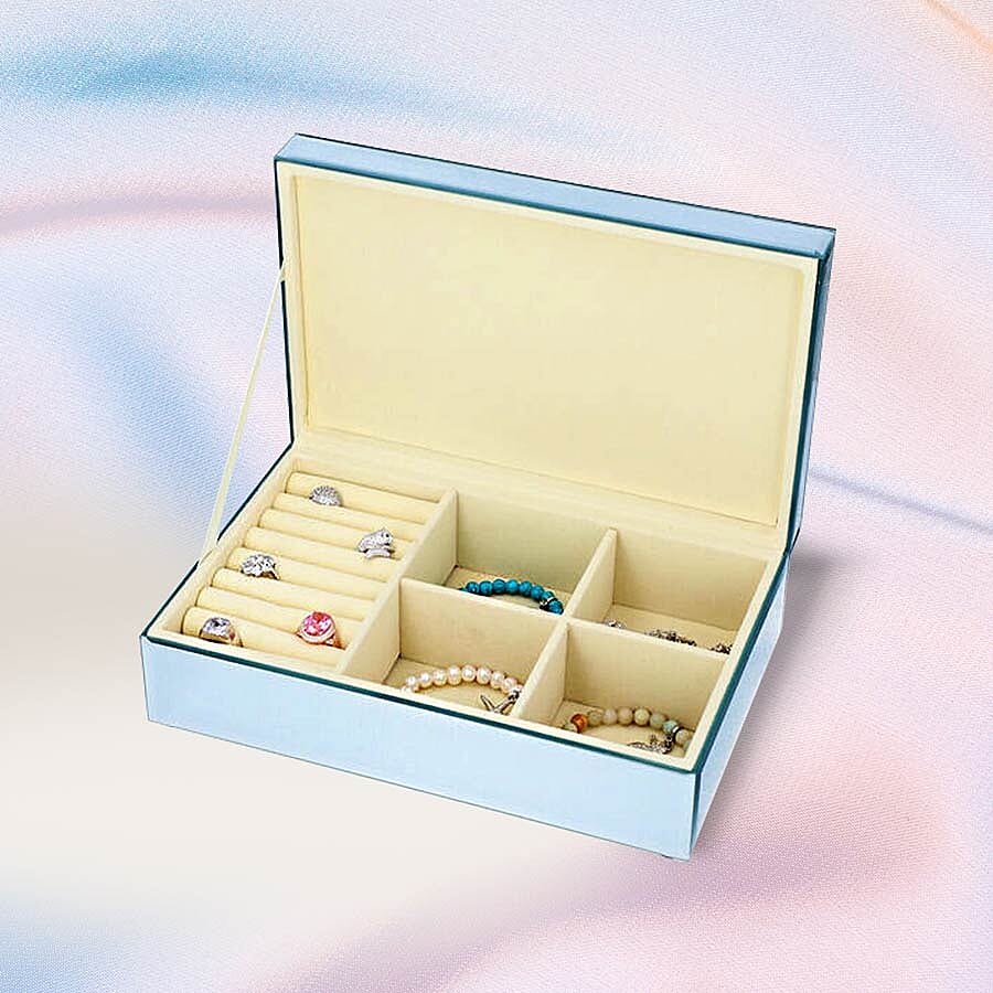 2-Tier Glass Mirrored Jewellery Box with Crystal on Top