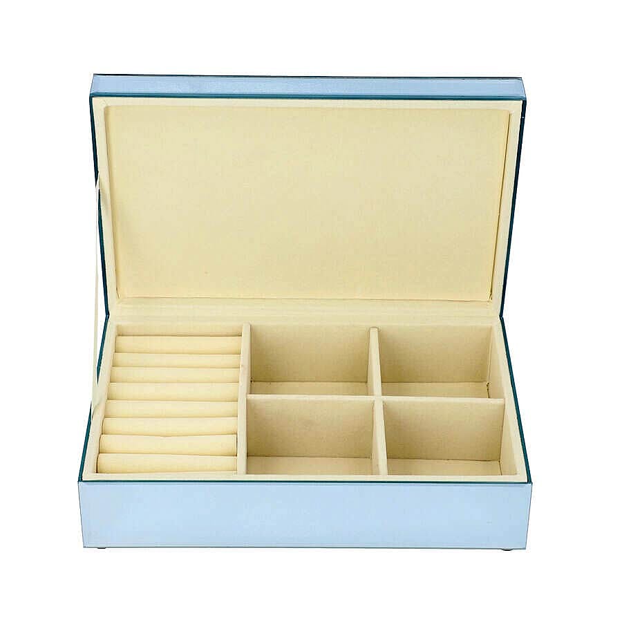 2-Tier Glass Mirrored Jewellery Box with Crystal on Top