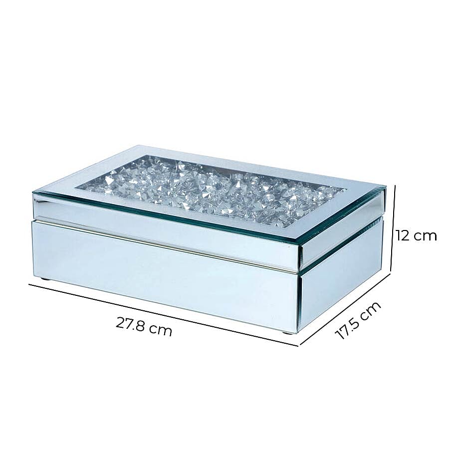 2-Tier Glass Mirrored Jewellery Box with Crystal on Top