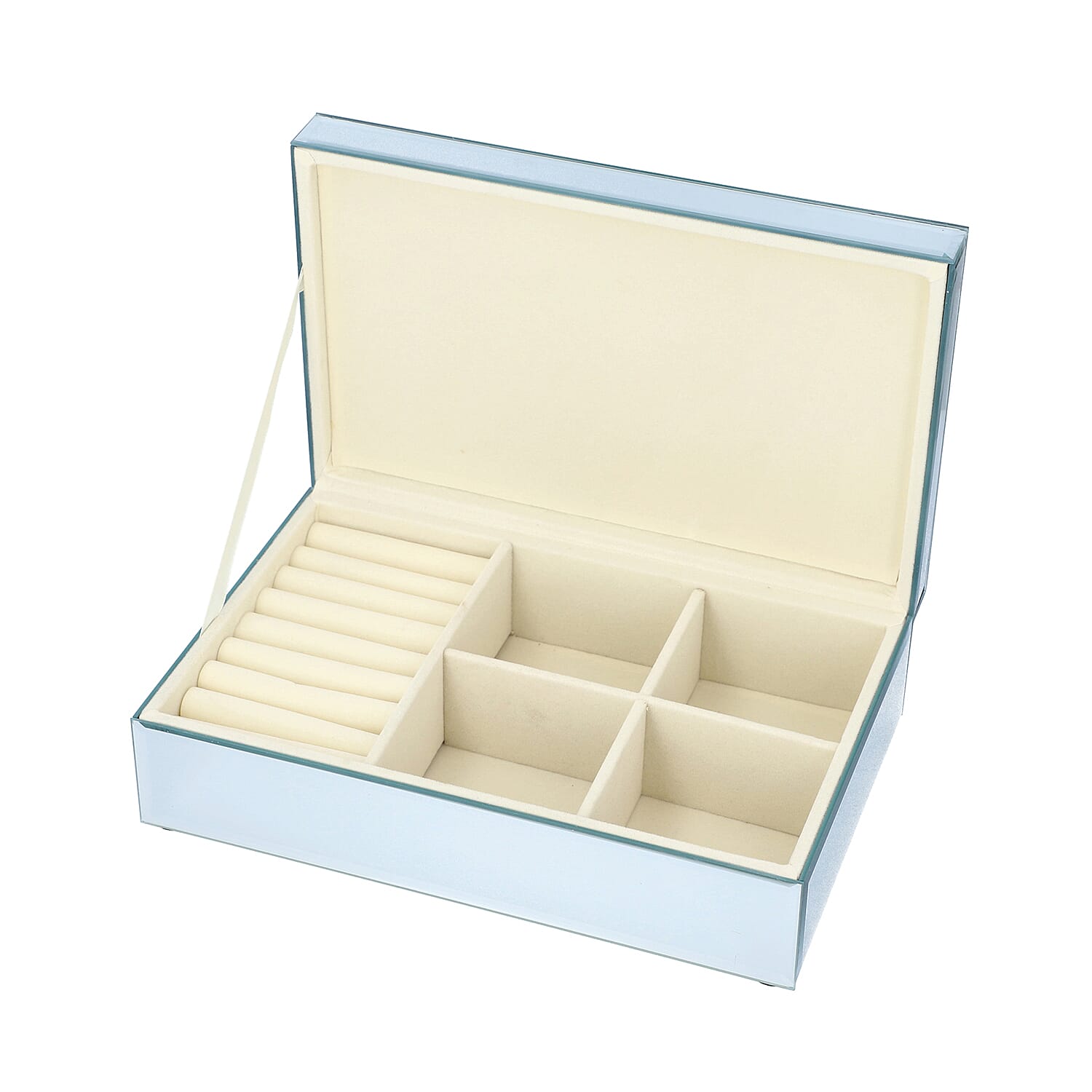 2-Tier Glass Mirrored Jewellery Box with Crystal on Top