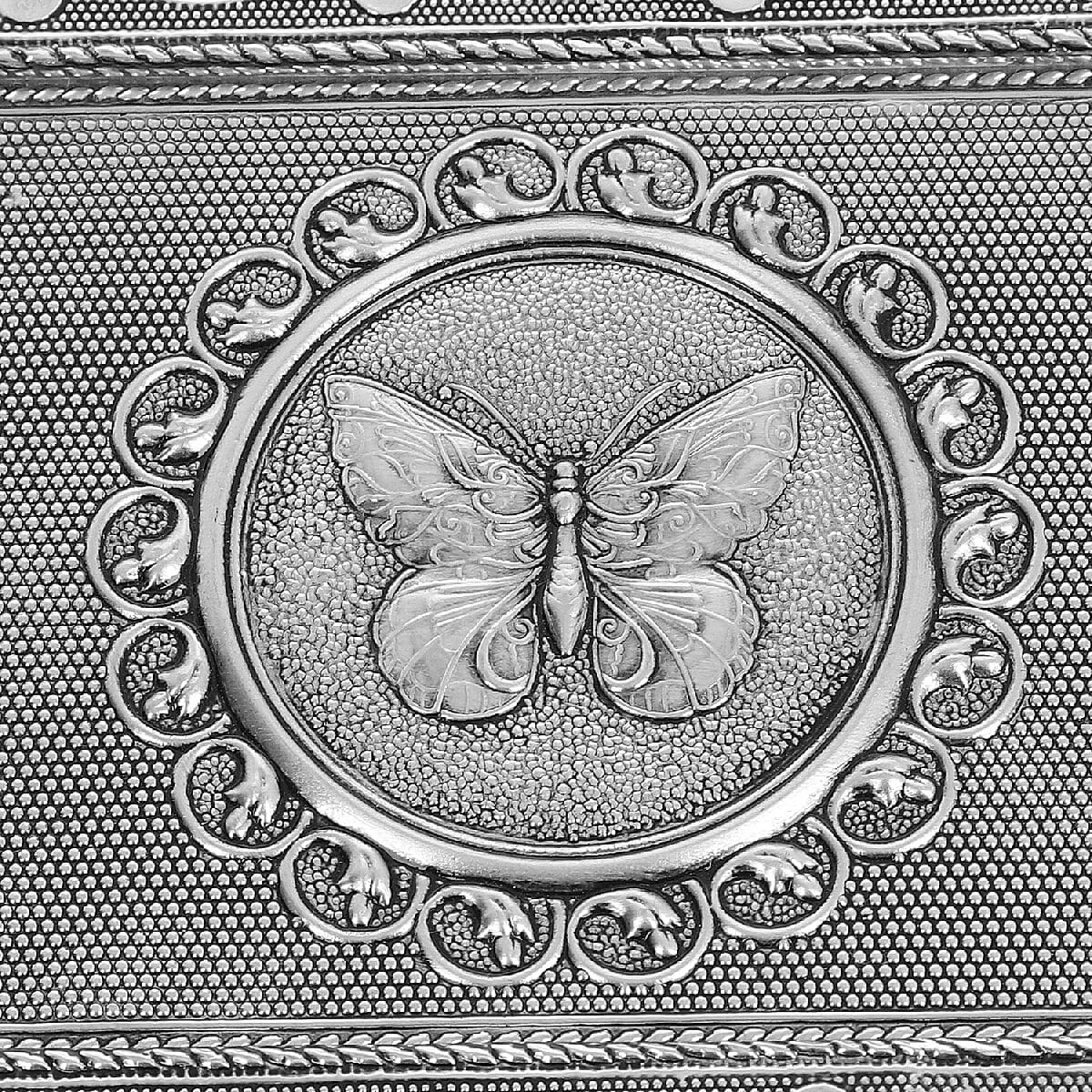 3D Embossed Collection Handcrafted Butterfly Oxidised Jewellery Box (Size 19x14 Cm) with Mirror and Velvet Interior