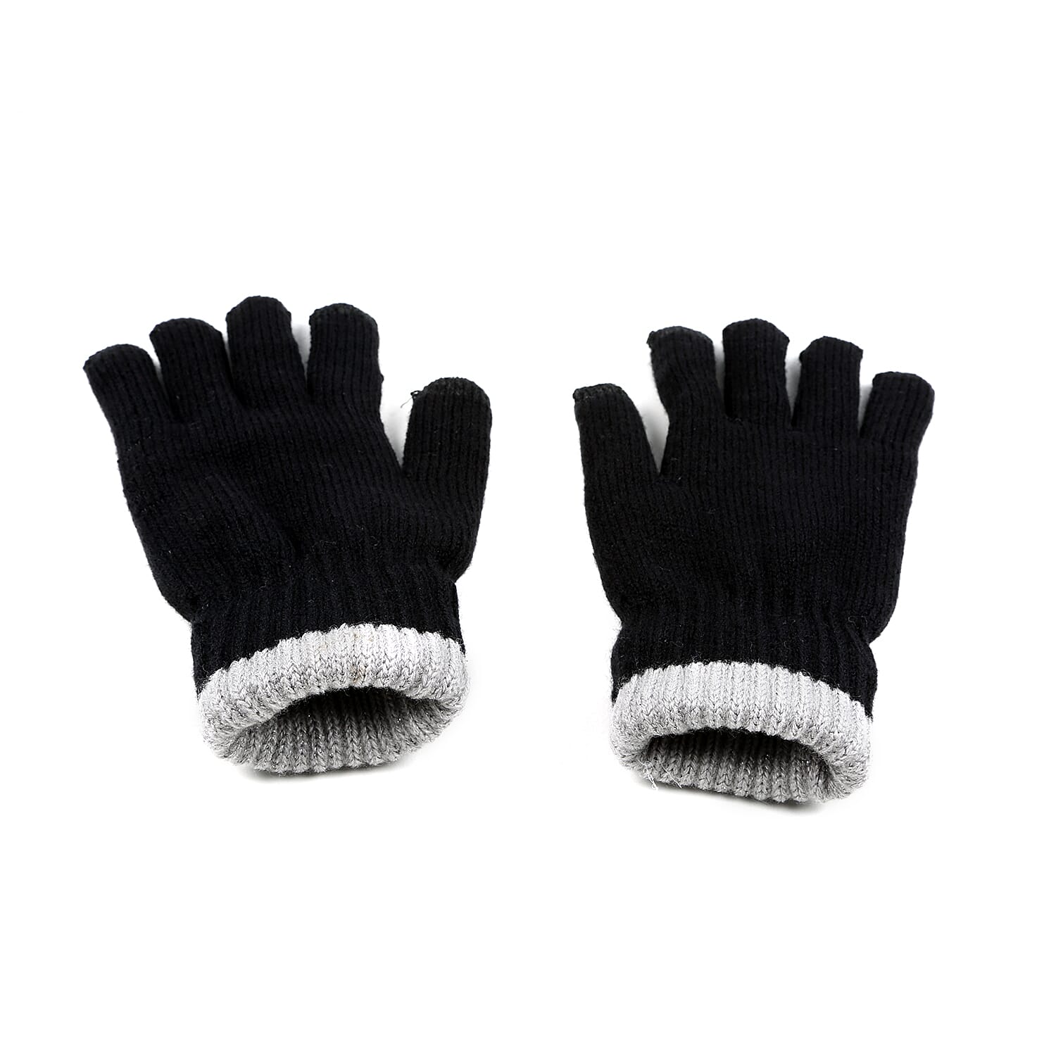 Ladies Warm Gloves with Embroided Cat (One Size) - Black and White