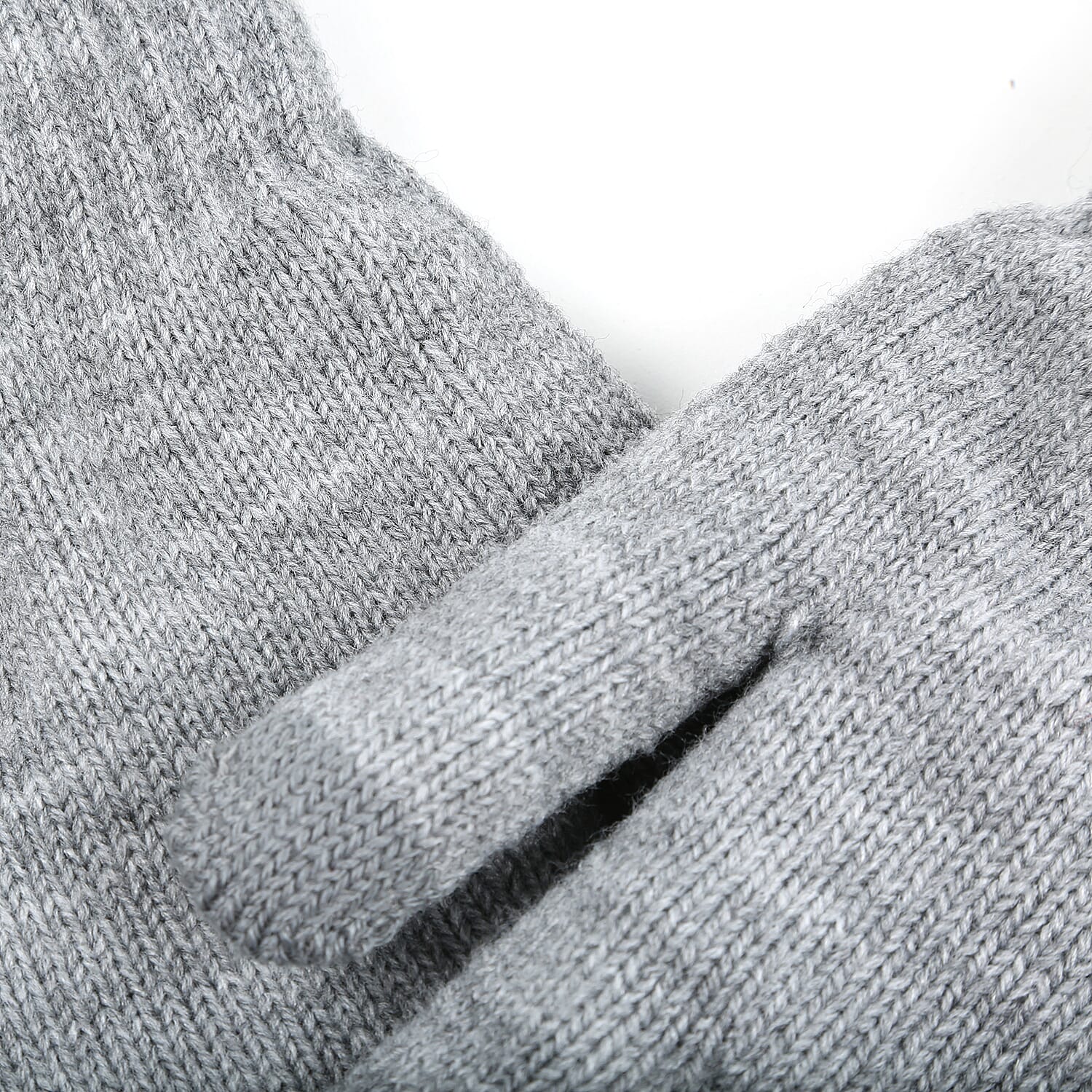 Ladies Warm Gloves with Embroidered Cat (One Size) - Light Grey