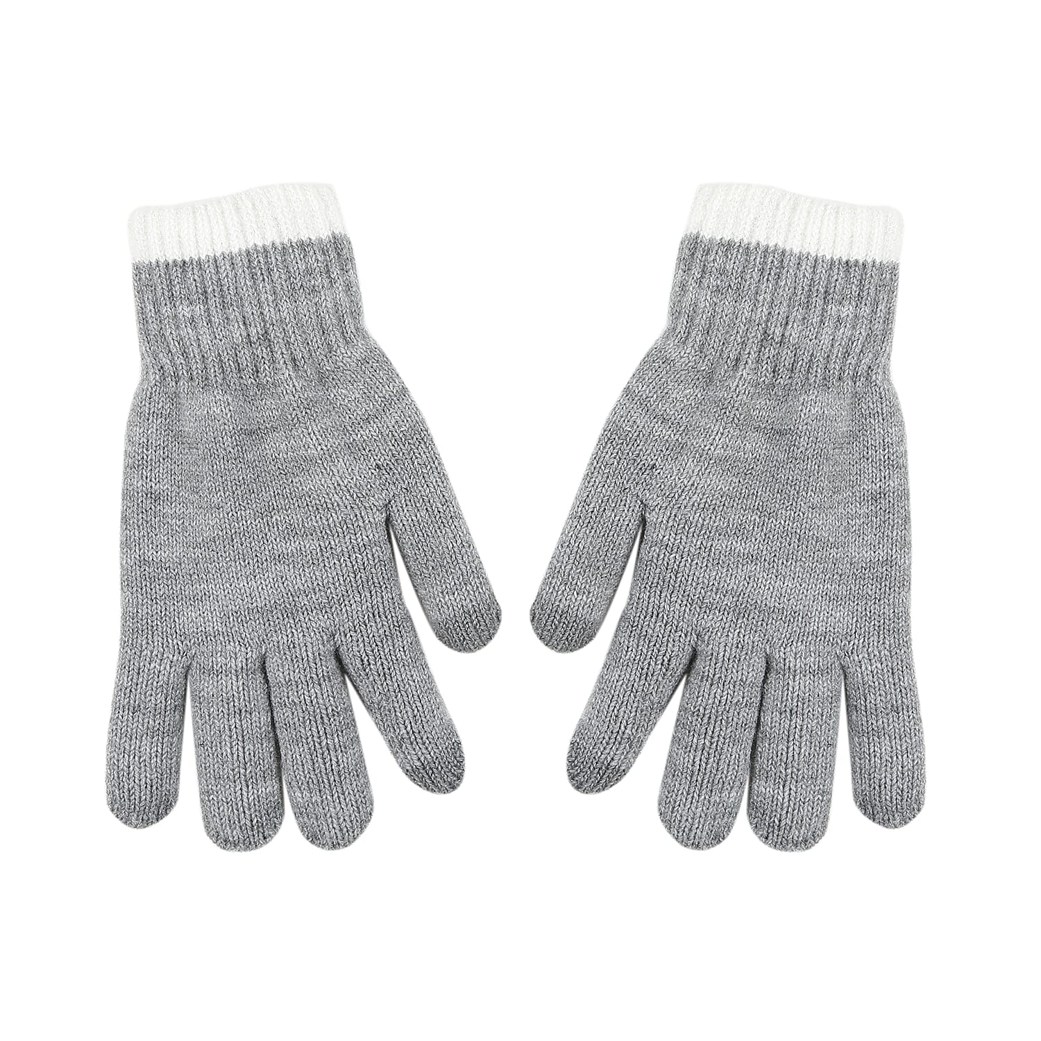 Ladies Warm Gloves with Embroidered Dog(One Size) - Grey