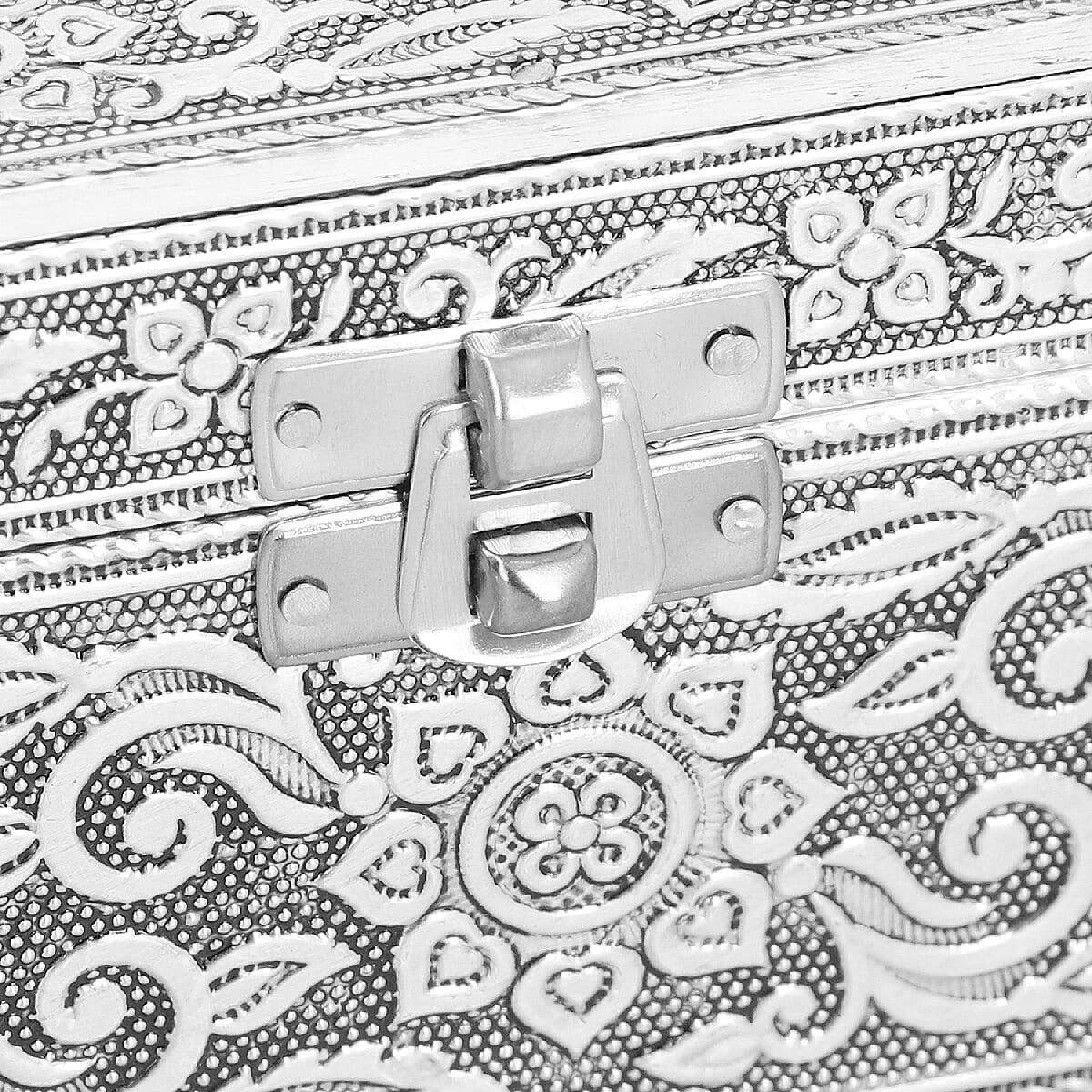 3D Embossed Collection Handcrafted Elephant Oxidised Jewellery Box (Size 28x22.8Cm) with Mirror and Velvet Interior