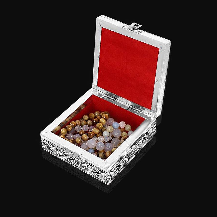 3D Embossed Collection Handcrafted Flower Oxidised Jewellery Box (Size 12.7x12.7cm)