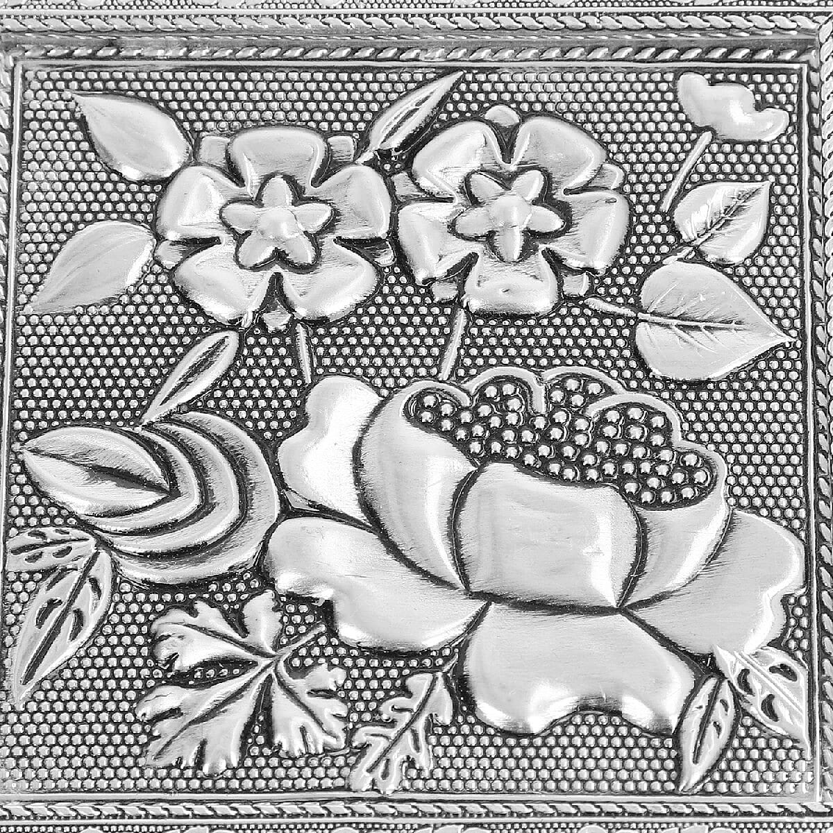 3D Embossed Collection Handcrafted Flower Oxidised Jewellery Box (Size 12.7x12.7cm)
