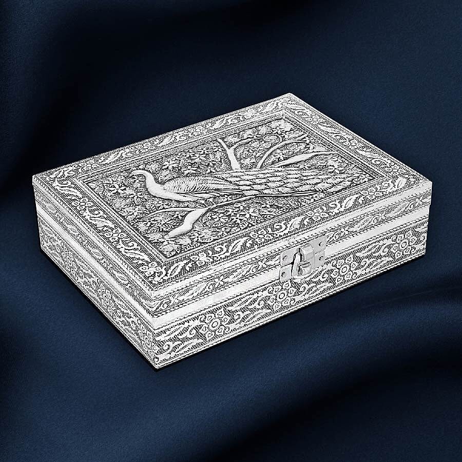 3D Embossed Collection Handcrafted Peacock Oxidised Jewellry Box (Size 19x14cm)