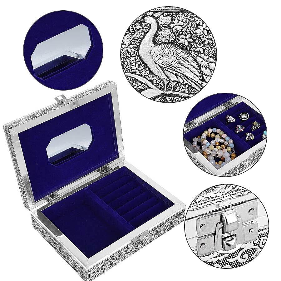 3D Embossed Collection Handcrafted Peacock Oxidised Jewellry Box (Size 19x14cm)