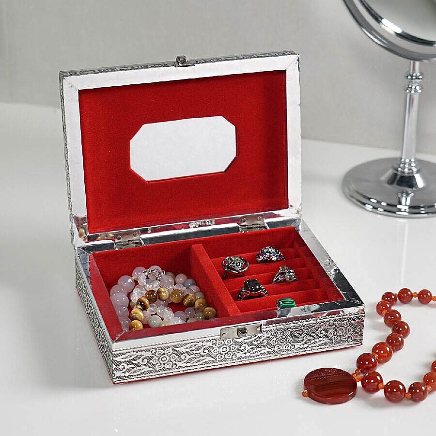 3D Embossed Collection Handcrafted Elephant Oxidised Jewellery Box (Size 19x14cm)