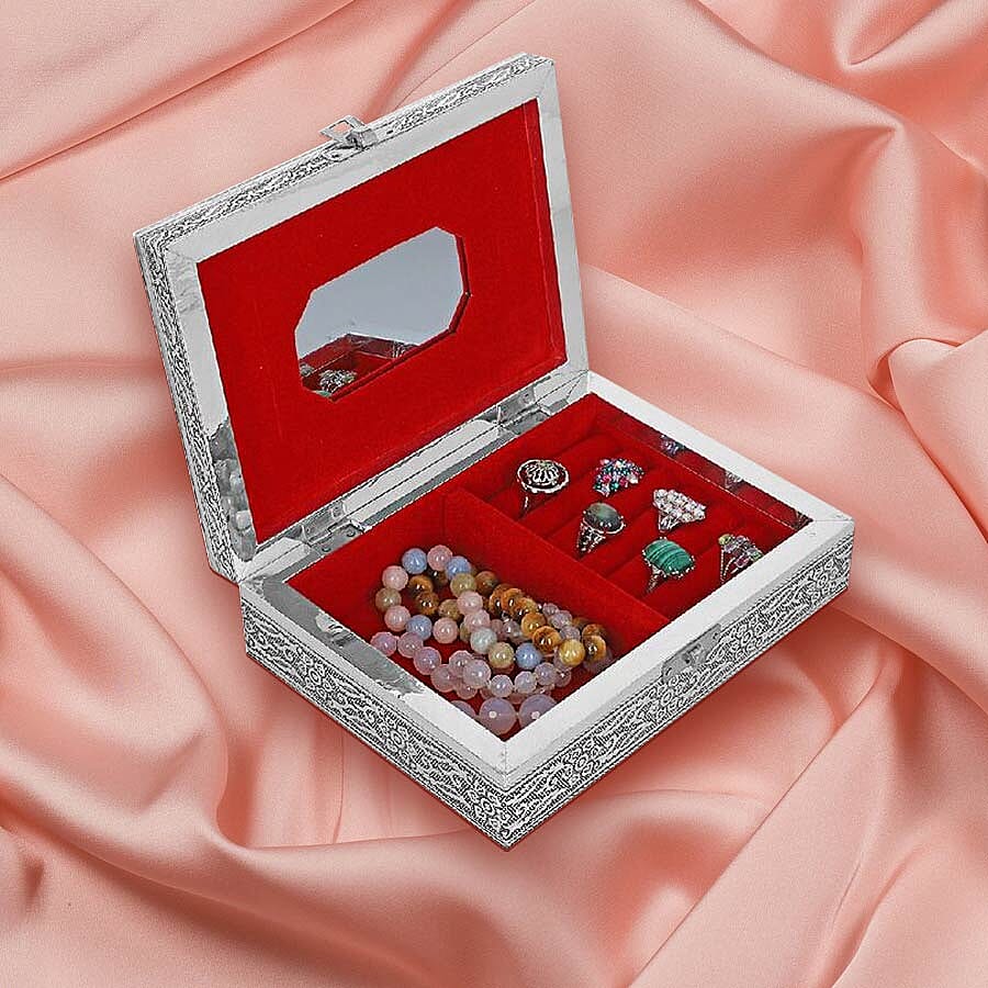 3D Embossed Collection Handcrafted Elephant Oxidised Jewellery Box (Size 19x14cm)