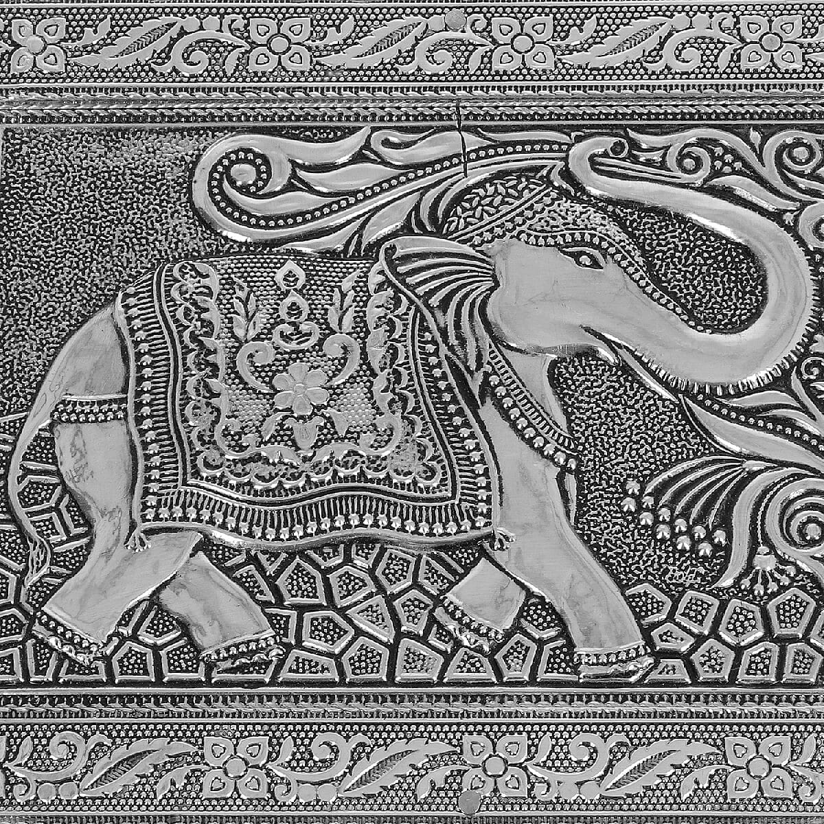 3D Embossed Collection Handcrafted Elephant Oxidised Jewellery Box (Size 19x14cm)
