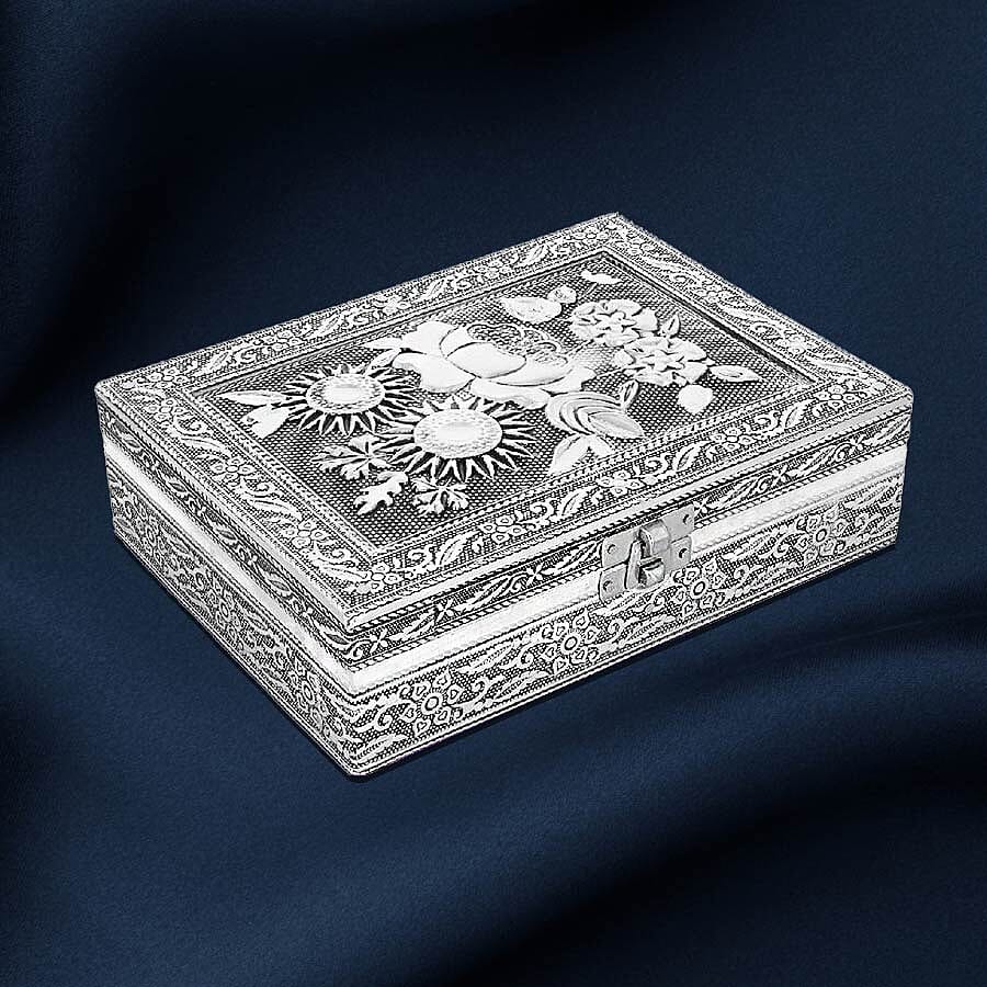 3D Embossed Collection Handcrafted Flower Oxidised Jewellery Box (Size 19x14cm)