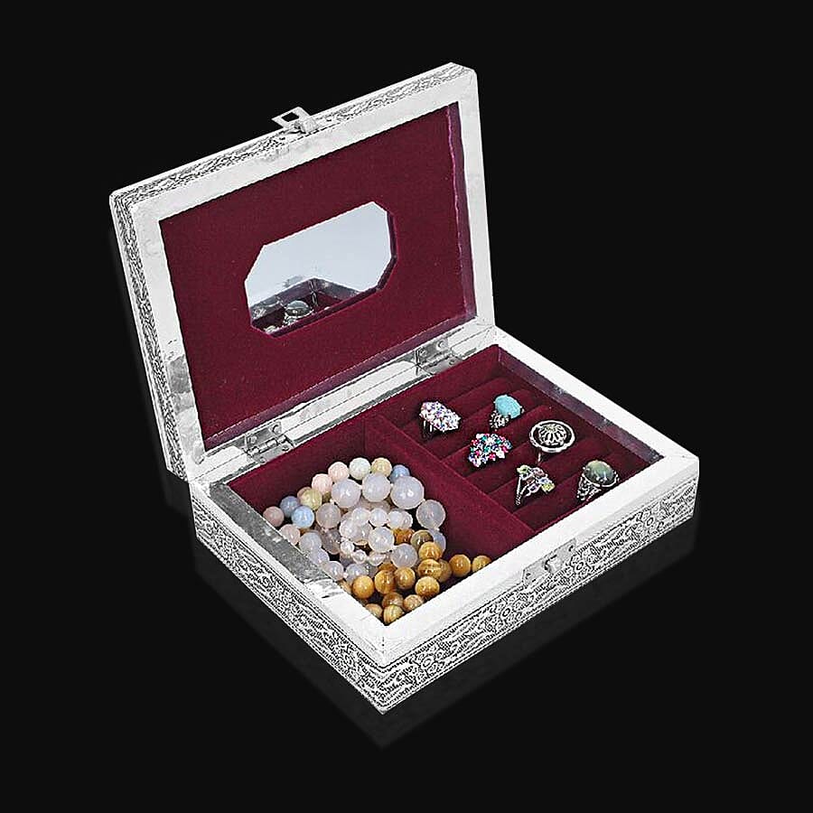 3D Embossed Collection Handcrafted Flower Oxidised Jewellery Box (Size 19x14cm)