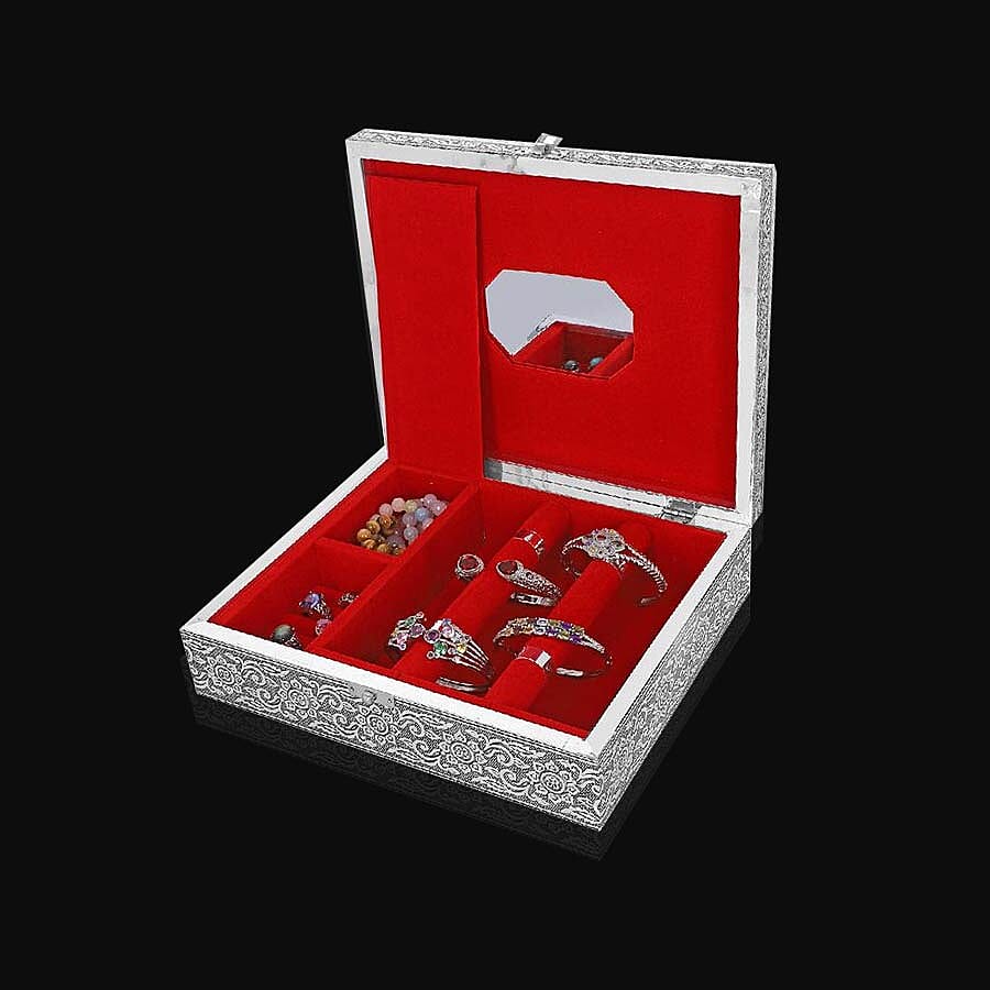 3D Embossed Collection Handcrafted Flower Oxidised Jewellery Box (Size 28x22.8cm)