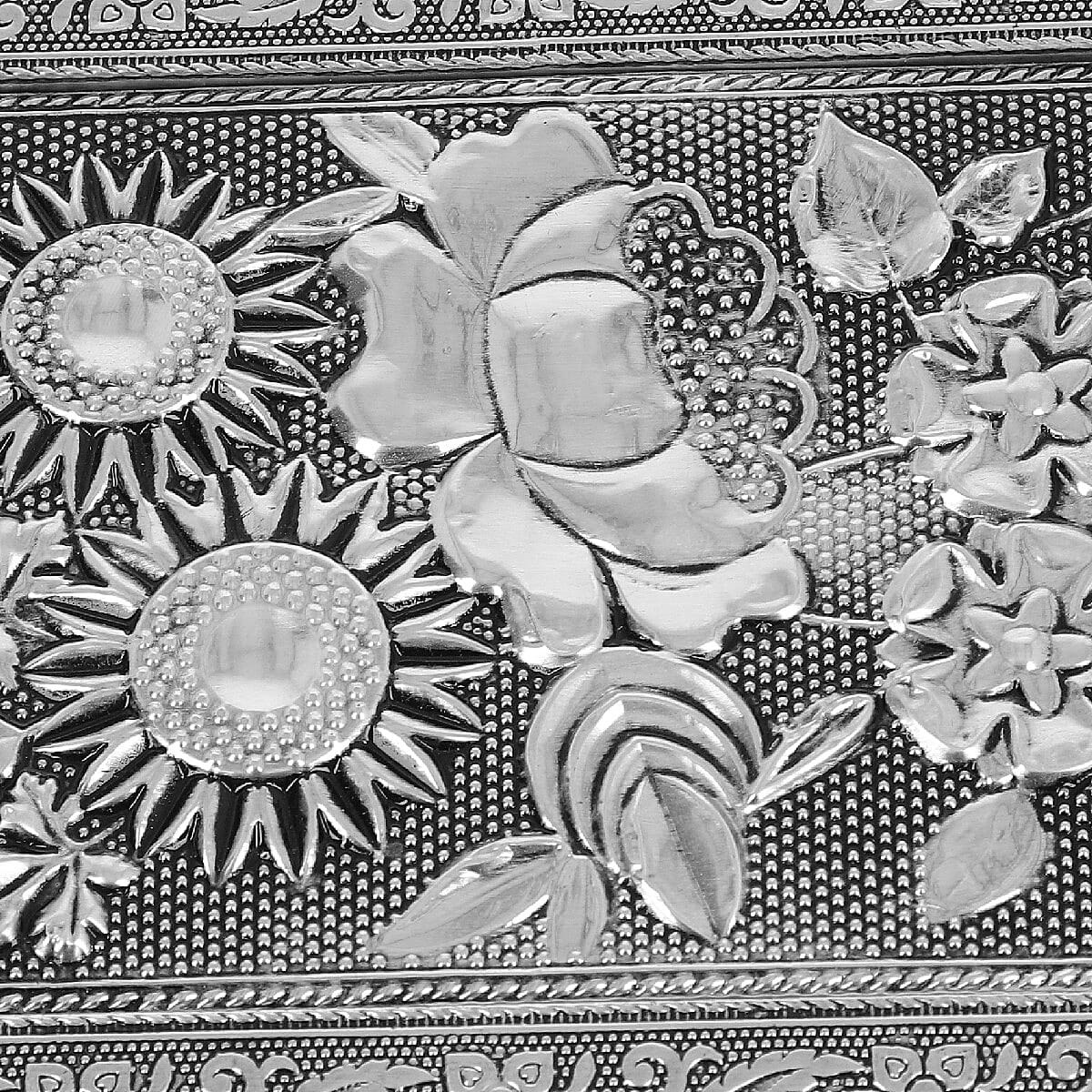 3D Embossed Collection Handcrafted Flower Design Oxidised Jewellery Box with Drawer Chest (Size 22.8x15.2cm)
