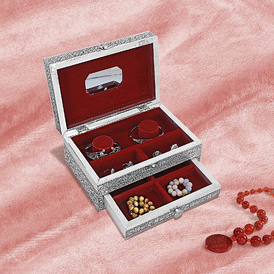 3D Embossed Collection Handcrafted Butterfly Design Oxidised Jewellery Box with Drawer Chest (Size 22.8x15.2cm)