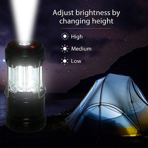 LED Lantern Lamp with Flashlight (3xAAA battery Not Included) (Size 6.8x6.8x10 Cm) - Black