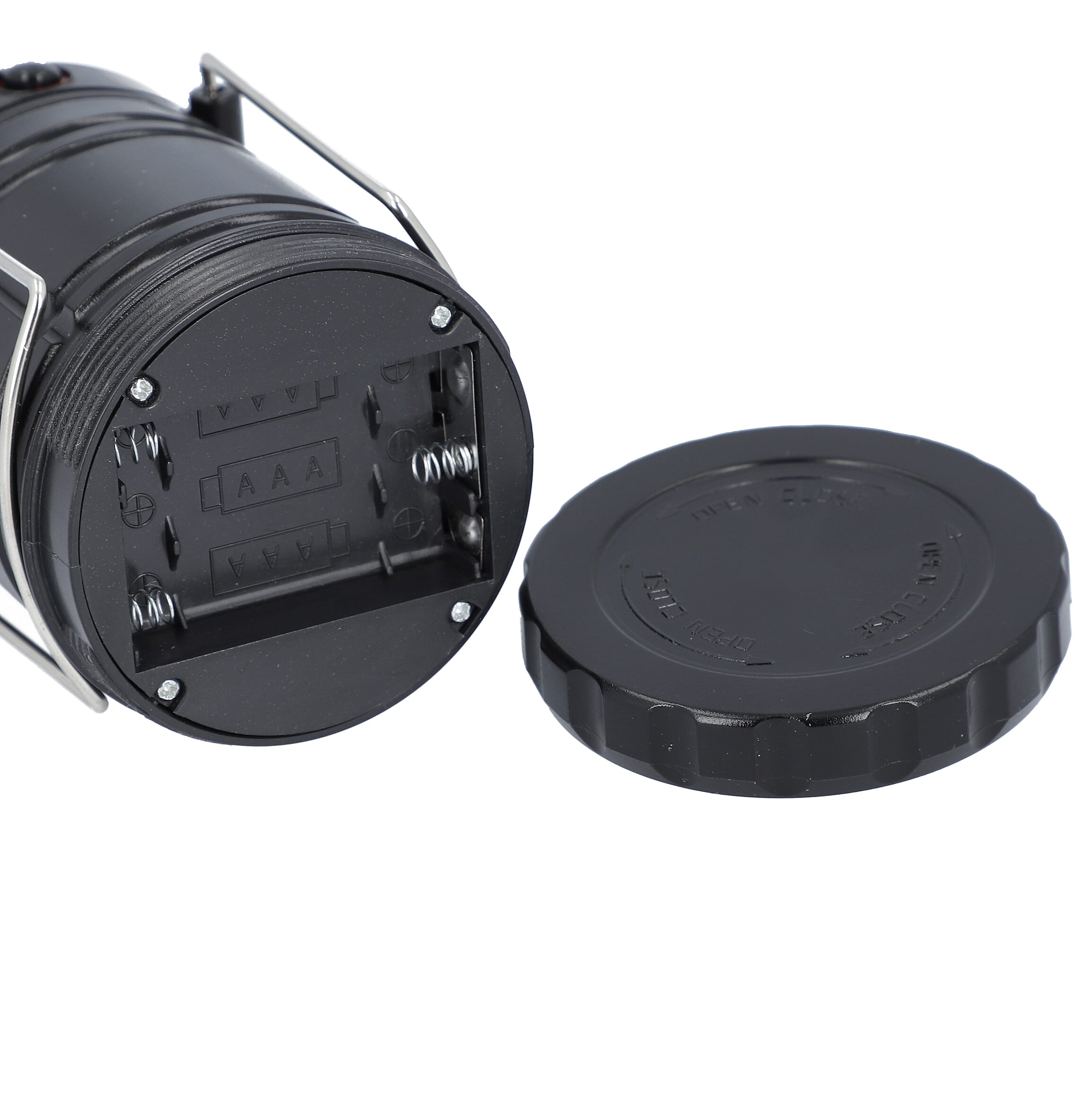 LED Lantern Lamp with Flashlight (3xAAA battery Not Included) (Size 6.8x6.8x10 Cm) - Black