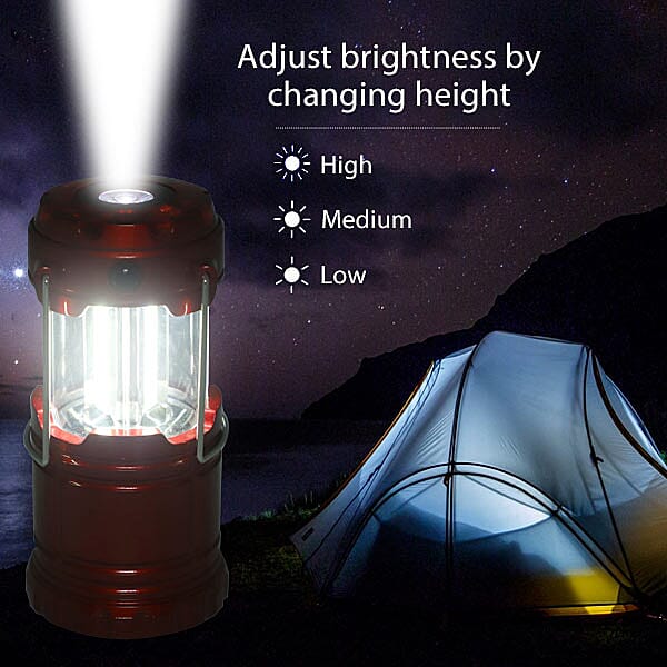 LED Camping Lantern Lamp with Flashlight (3xAAA battery Not Included) (Size 7x7x10 Cm) - Red