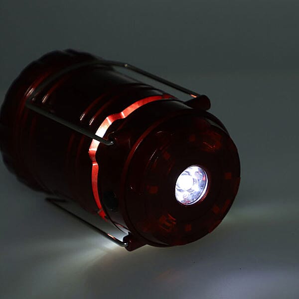 LED Camping Lantern Lamp with Flashlight (3xAAA battery Not Included) (Size 7x7x10 Cm) - Red