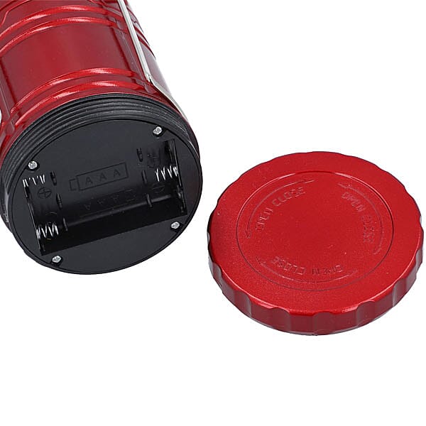 LED Camping Lantern Lamp with Flashlight (3xAAA battery Not Included) (Size 7x7x10 Cm) - Red