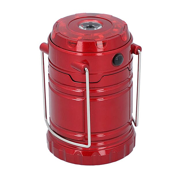 LED Camping Lantern Lamp with Flashlight (3xAAA battery Not Included) (Size 7x7x10 Cm) - Red