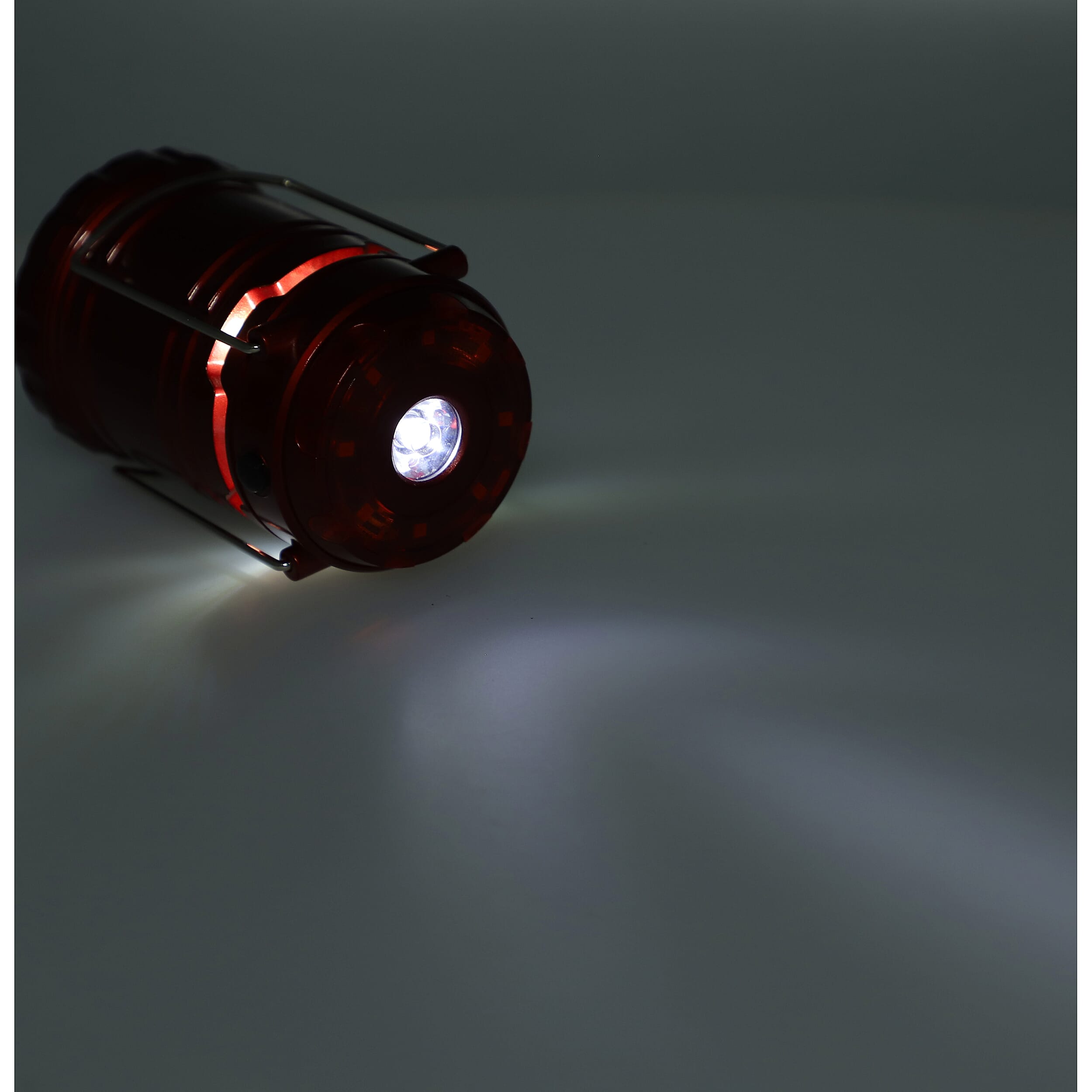 LED Camping Lantern Lamp with Flashlight (3xAAA battery Not Included) (Size 7x7x10 Cm) - Red