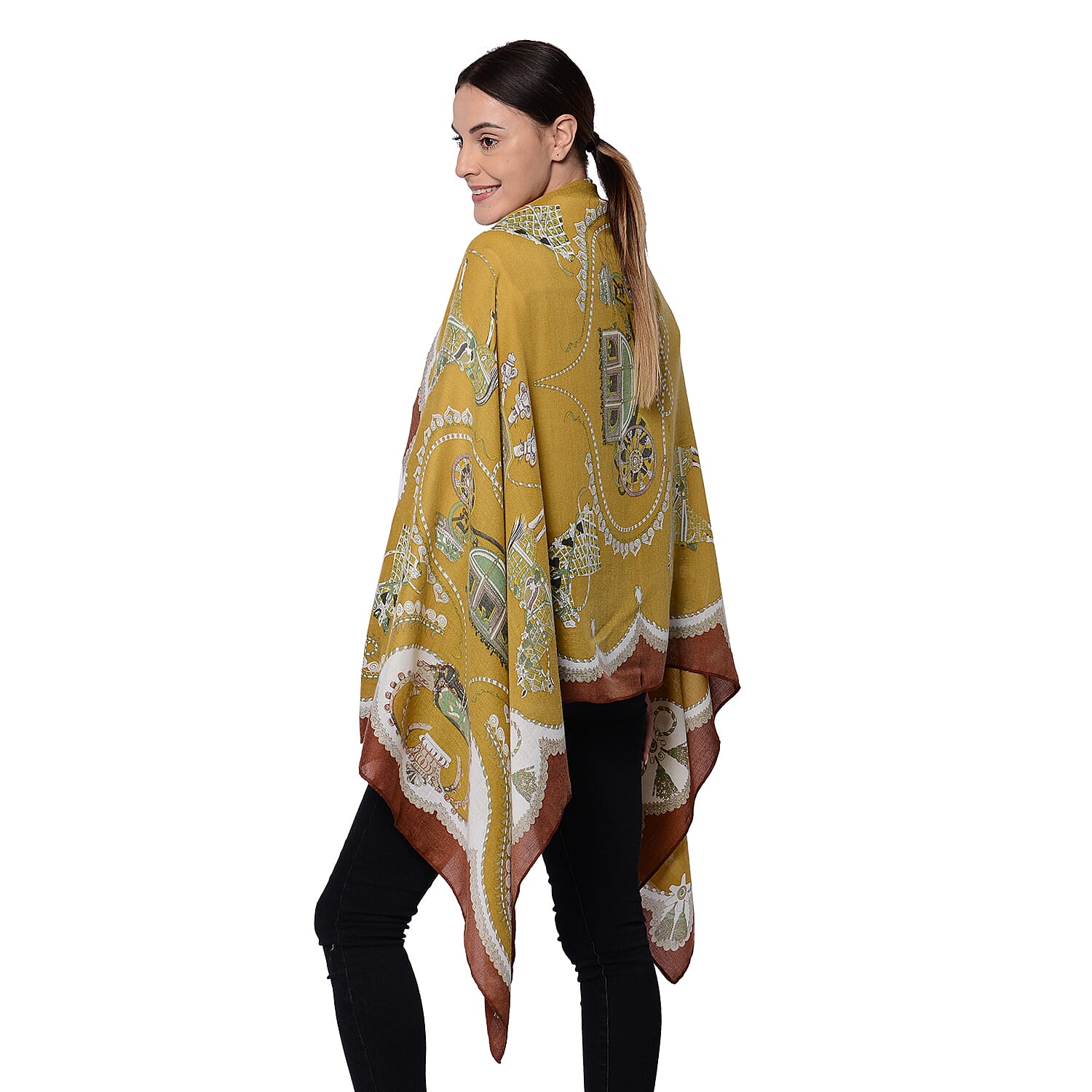 Horse Print Scarf in Mustard (80x180cm)