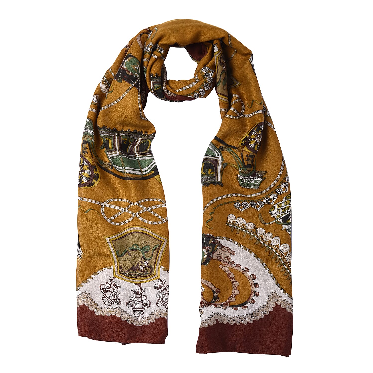 Horse Print Scarf in Mustard (80x180cm)