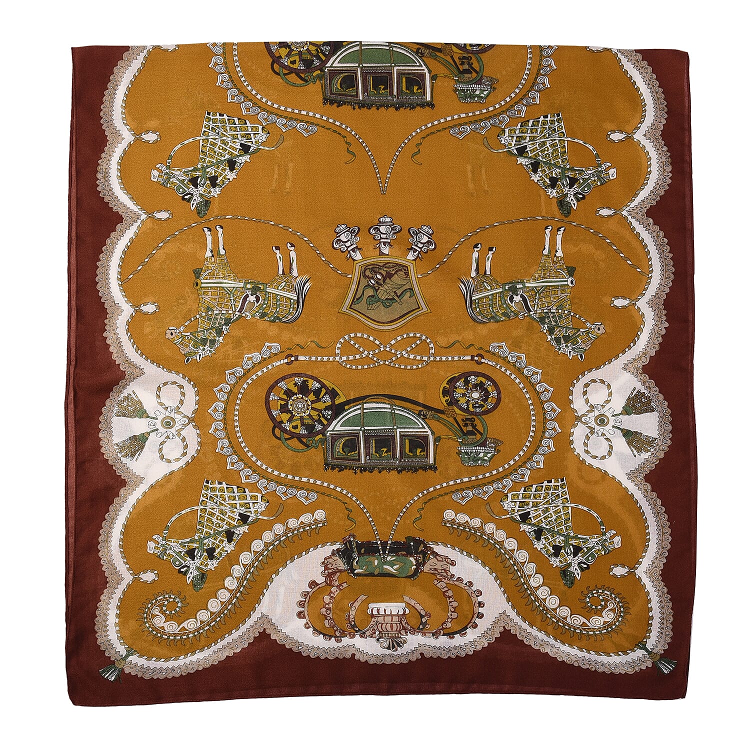 Horse Print Scarf in Mustard (80x180cm)