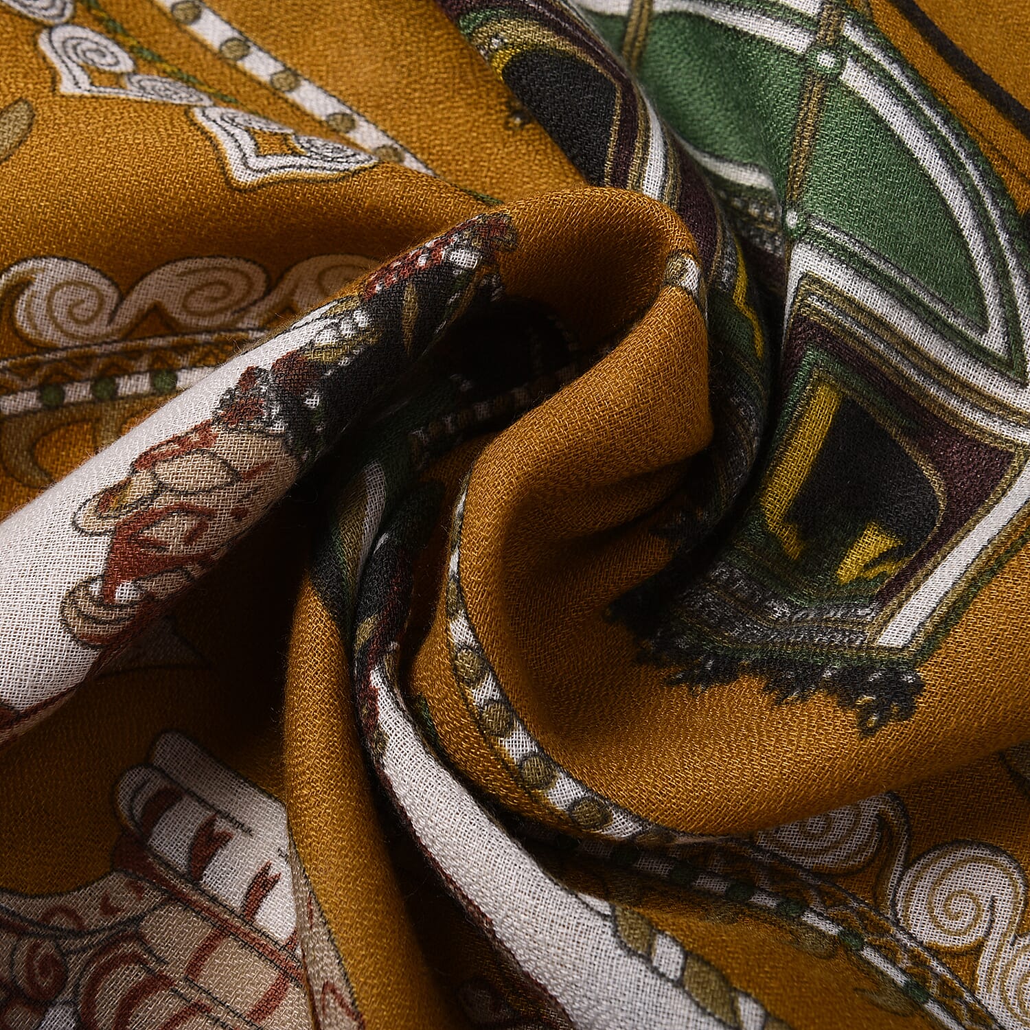 Horse Print Scarf in Mustard (80x180cm)