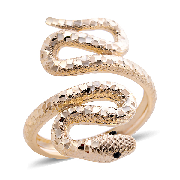 One Time Close Out Deal - 9K Yellow Gold Enamelled Serpent Ring ...