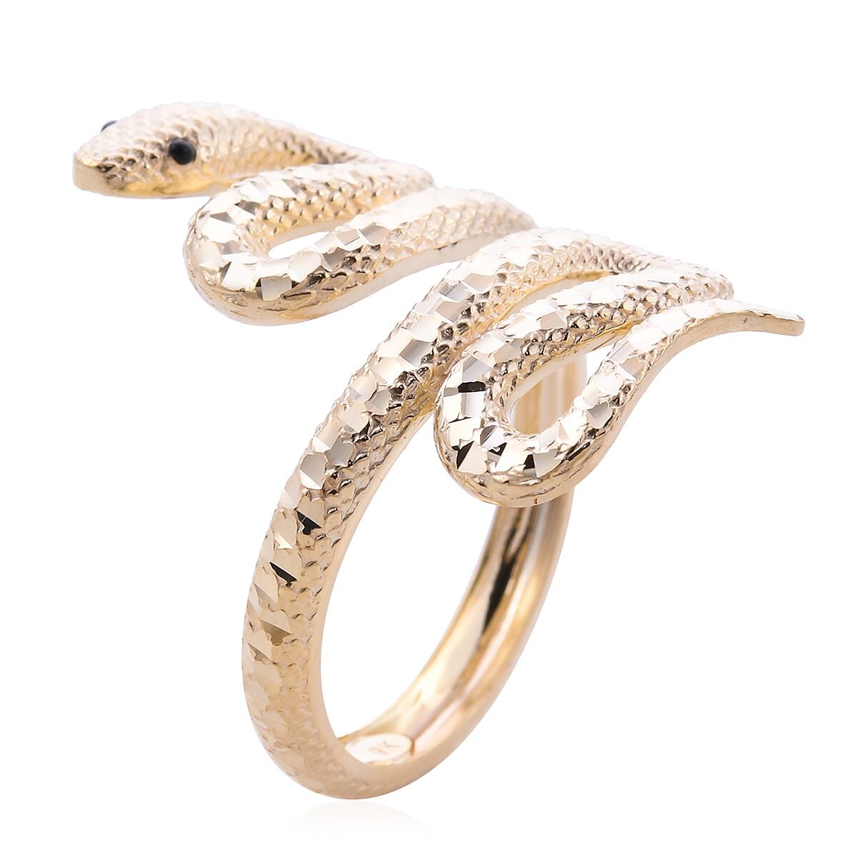 One Time Close Out Deal - 9K Yellow Gold Enamelled Serpent Ring