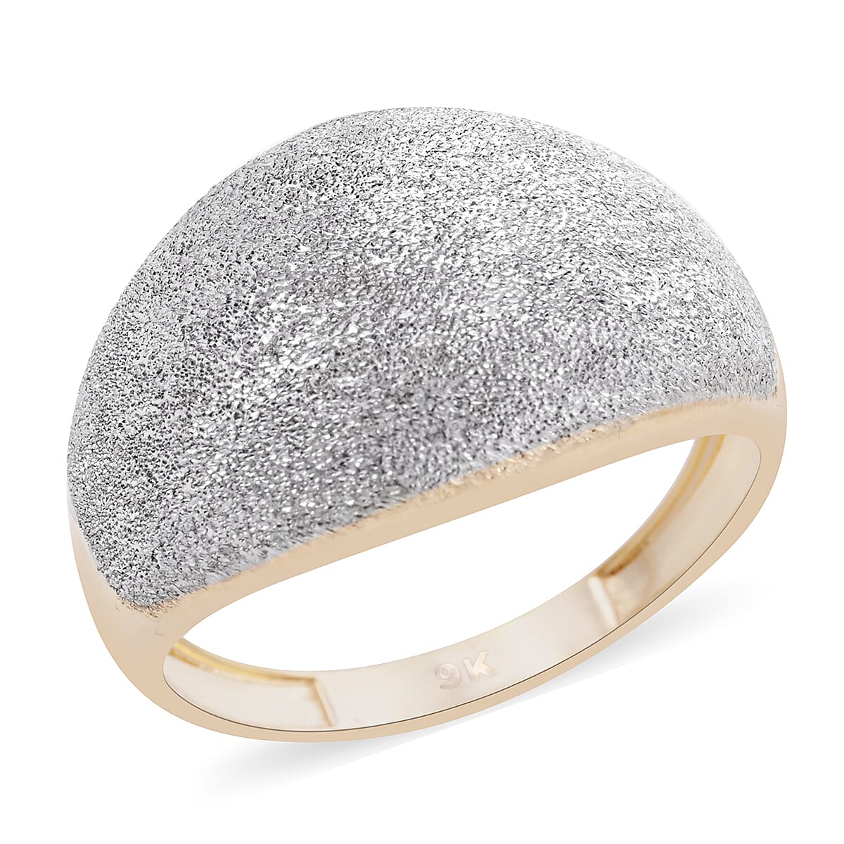 One Time Close Out Deal- 9K Yellow Gold Spritz Dome Ring