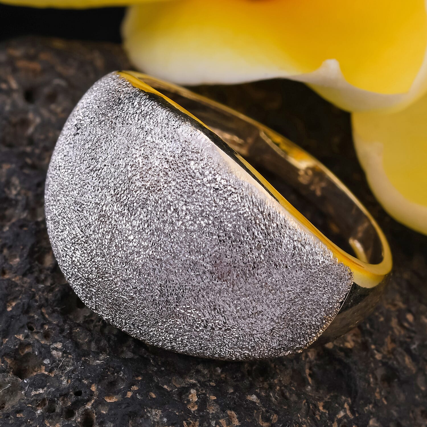 One Time Close Out Deal- 9K Yellow Gold Spritz Dome Ring