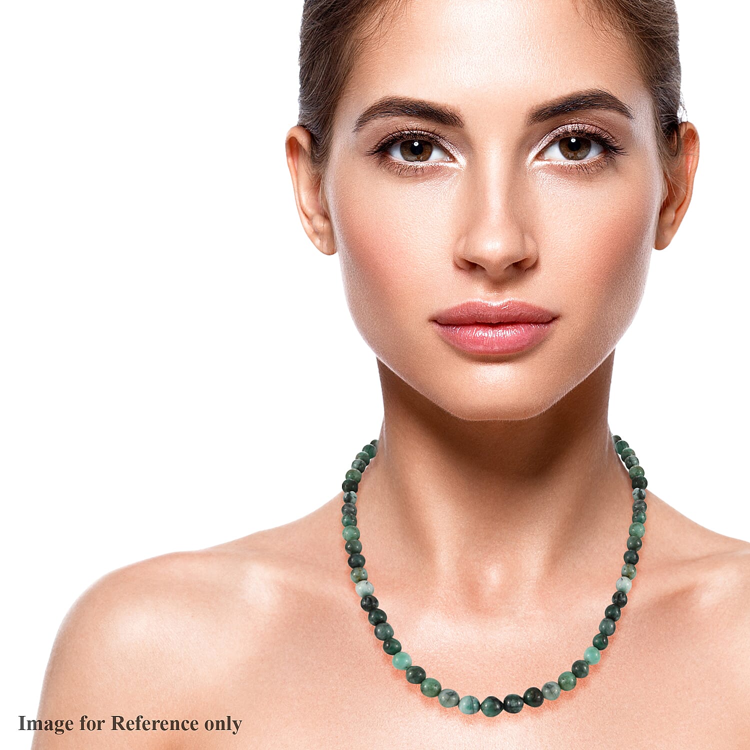 Zambian Emerald Beaded Necklace (Size 20) in Platinum Overlay Sterling Silver 245 Ct.