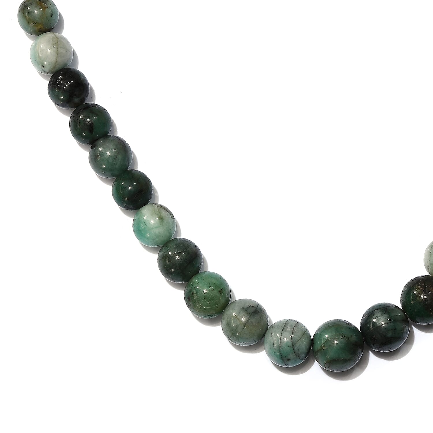 Zambian Emerald Beaded Necklace (Size 20) in Platinum Overlay Sterling Silver 245 Ct.