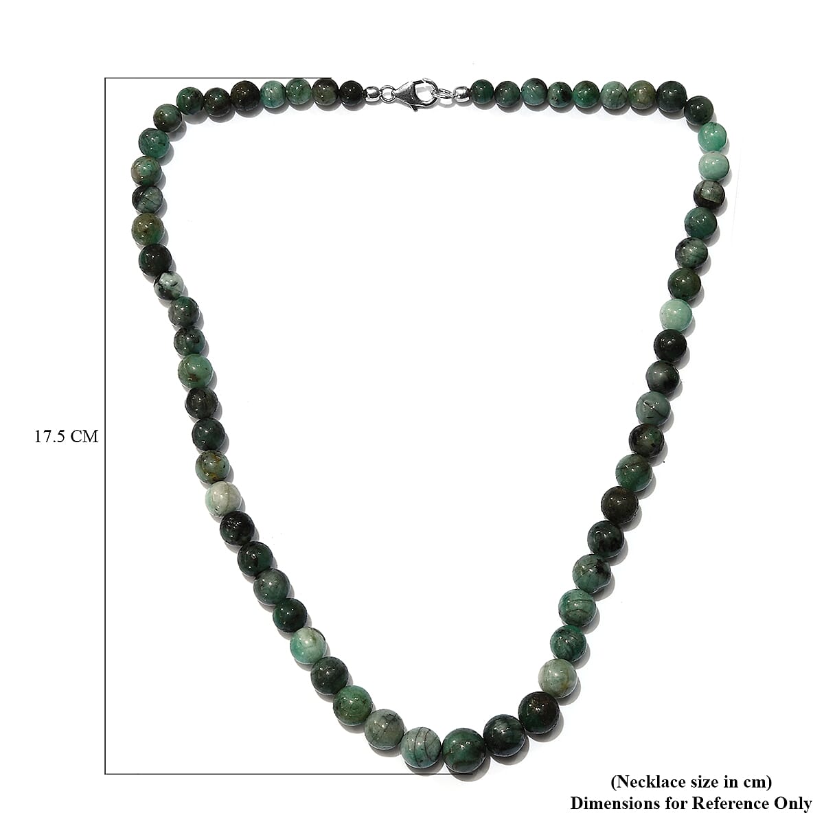 Zambian Emerald Beaded Necklace (Size 20) in Platinum Overlay Sterling Silver 245 Ct.