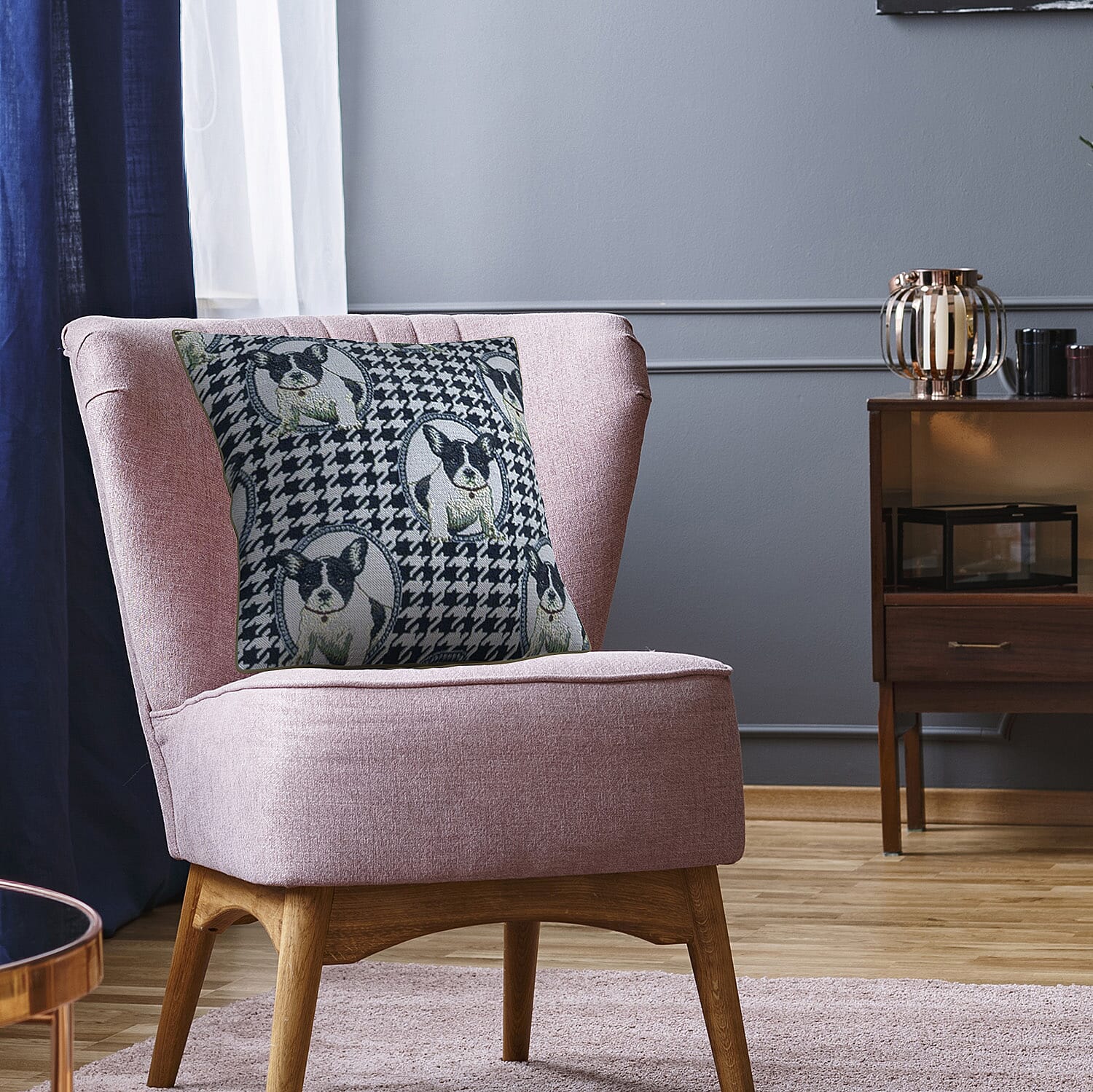 Signare French Bulldog Pattern Cushion Cover  (Size 45 cm)