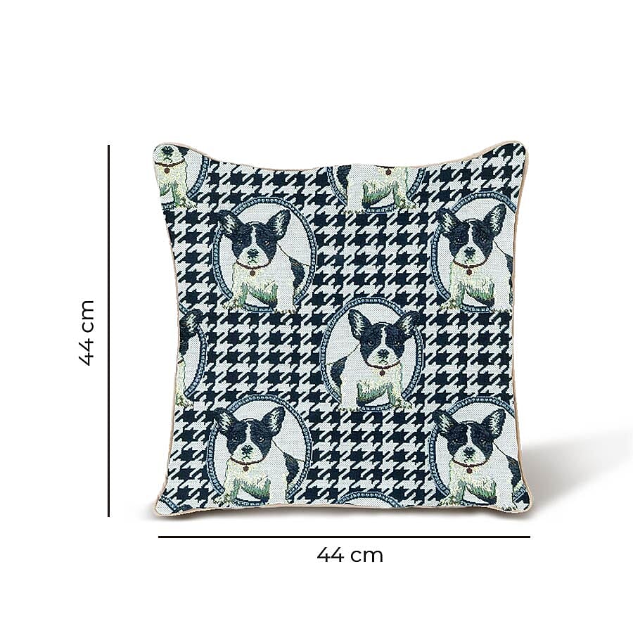 Signare French Bulldog Pattern Cushion Cover  (Size 45 cm)