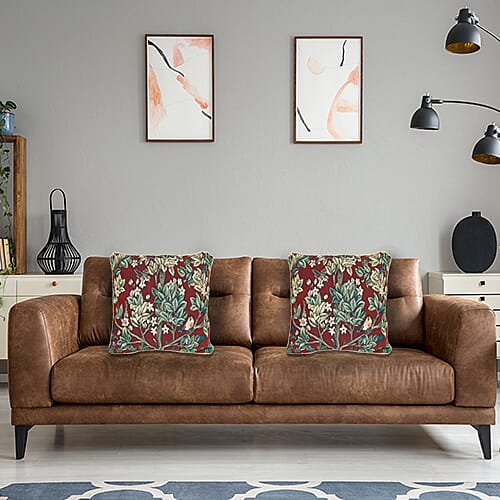 Signare Tapestry Art Cushion Cover inspired by William Morris Tree of Life (Size 45x45cm) - Red