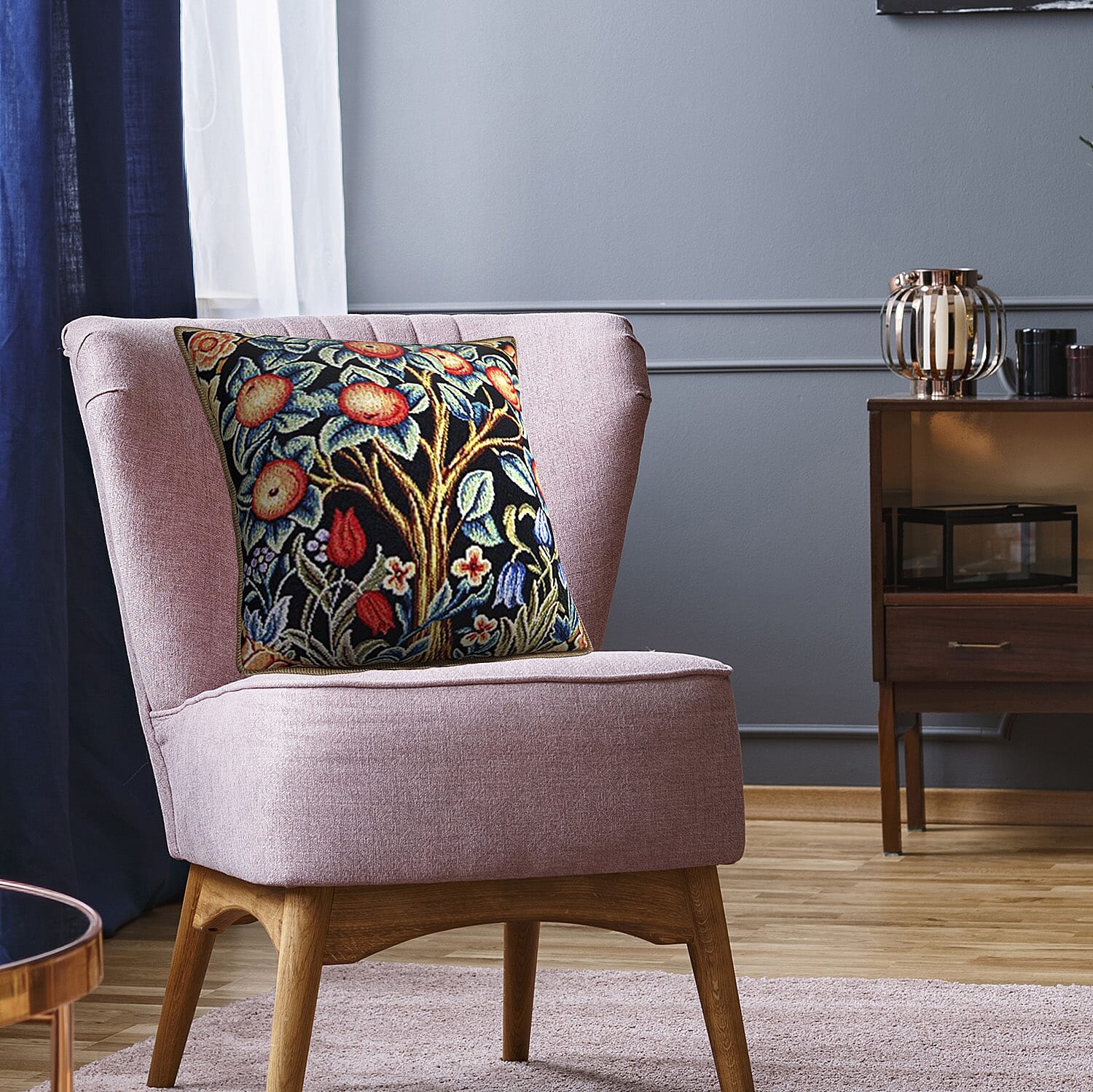 Signare Tapestry Art Cushion Cover inspired by William Morris Tree of Life (Size 45x45cm) - Orange