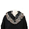 Dark Grey Faux Fur Collar Poncho with Asymmetrical Hem in Black (One Size)