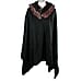 Dusty Pink Faux Fur Collar Poncho with Asymmetrical Hem in Black (One Size)